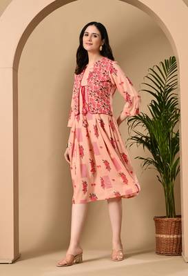 Jaipurite Women's exclusive designer floral printed kurta in pink 1