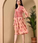 Jaipurite Women's exclusive designer floral printed kurta in pink