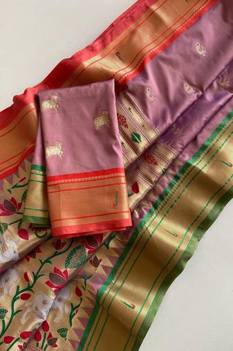 Dust Pink Paithani Weaving Saree