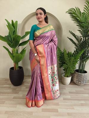 Dust Pink Paithani Weaving Saree 2
