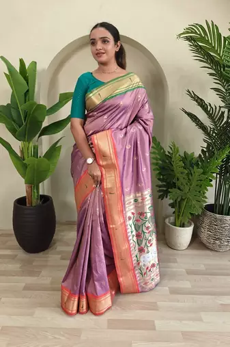 Dust Pink Paithani Weaving Saree