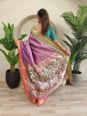 Dust Pink Paithani Weaving Saree 3