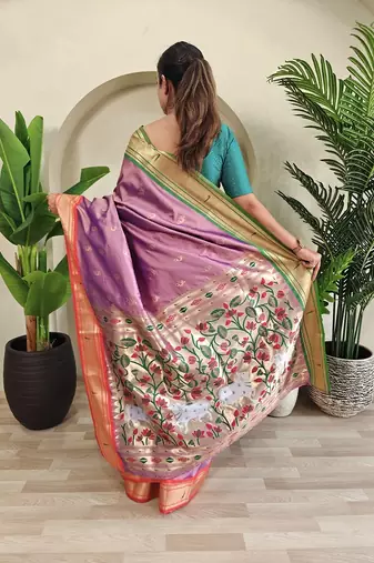 Dust Pink Paithani Weaving Saree