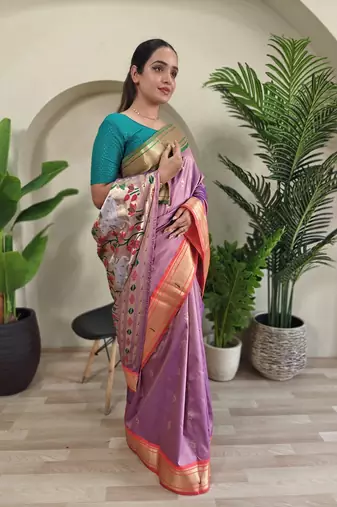 Dust Pink Paithani Weaving Saree
