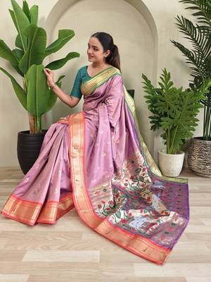 Dust Pink Paithani Weaving Saree 5