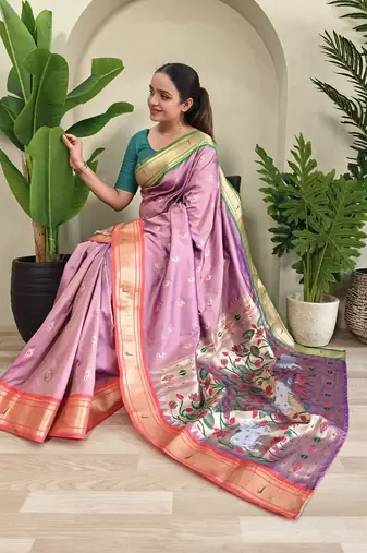 Dust Pink Paithani Weaving Saree