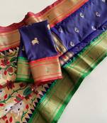  Navy Blue Paithani Weaving Saree