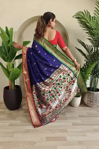  Navy Blue Paithani Weaving Saree