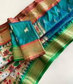 Teal Paithani Weaving Saree