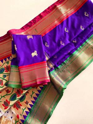 Royal Purple Paithani Weaving Saree 1