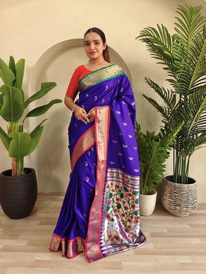 Royal Purple Paithani Weaving Saree 2