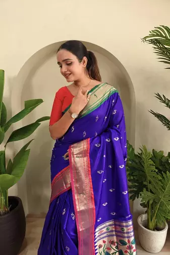 Royal Purple Paithani Weaving Saree