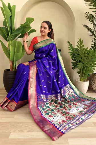 Royal Purple Paithani Weaving Saree