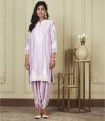 Ayanna periwinkle short kurta with dhoti set