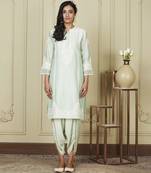 Ayanna frosty green short kurta with dhoti set