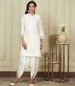 Ayanna daisy ivory short kurta with dhoti set