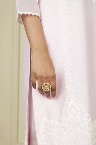 Ayanna pearl blush short kurta with dhoti set