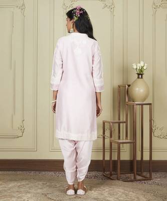 Ayanna pearl blush short kurta with dhoti set 4