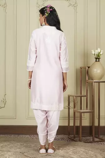 Ayanna pearl blush short kurta with dhoti set