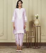 Ayika periwinkle short kurta with dhoti set
