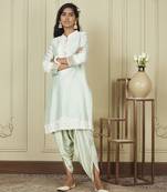 Ayika frosty green short kurta with dhoti set