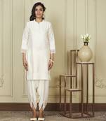 Ayika daisy ivory short kurta with dhoti set