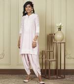 Ayika pearl blush short kurta with dhoti set