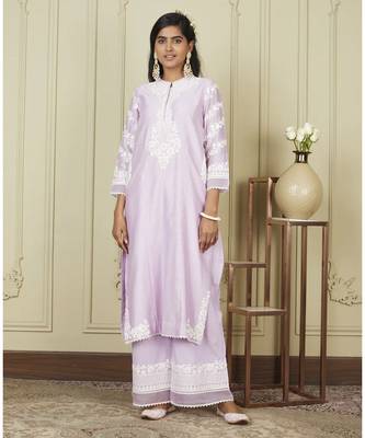 Banafsha periwinkle long kurta with palazzo set 1