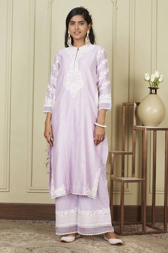 Banafsha periwinkle long kurta with palazzo set