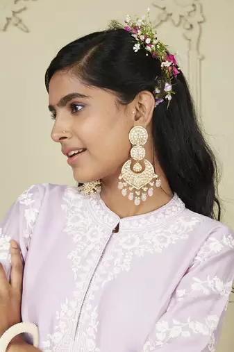 Banafsha periwinkle long kurta with palazzo set