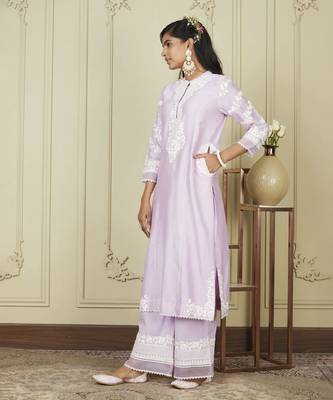 Banafsha periwinkle long kurta with palazzo set 3