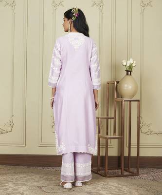 Banafsha periwinkle long kurta with palazzo set 5