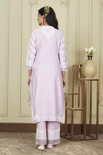 Banafsha periwinkle long kurta with palazzo set