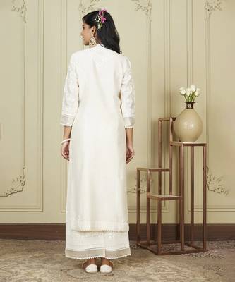 Banafsha daisy ivory long kurta with palazzo set 2