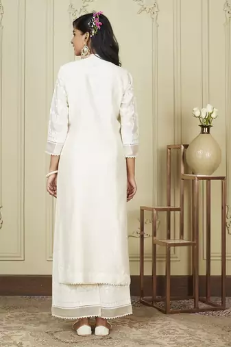 Banafsha daisy ivory long kurta with palazzo set