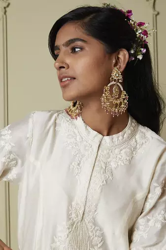 Banafsha daisy ivory long kurta with palazzo set