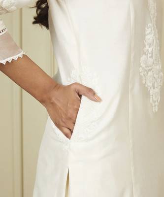 Banafsha daisy ivory long kurta with palazzo set 4