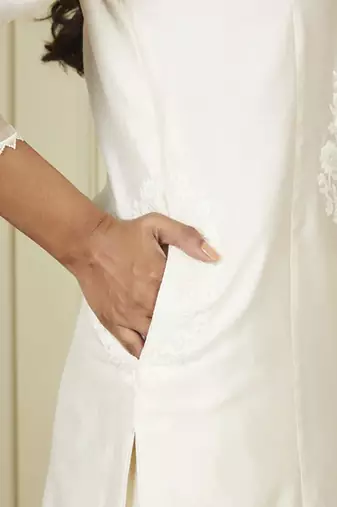 Banafsha daisy ivory long kurta with palazzo set
