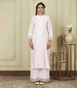 Banafsha pearl blush long kurta with palazzo set
