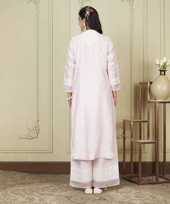 Banafsha pearl blush long kurta with palazzo set 3