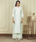 Bahareh frosty green long kurta with palazzo set