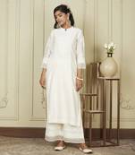 Bahareh daisy ivory long kurta with palazzo set