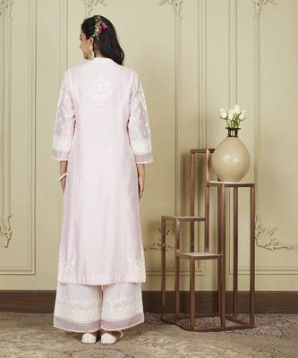 Bahareh pearl blush long kurta with palazzo set 2