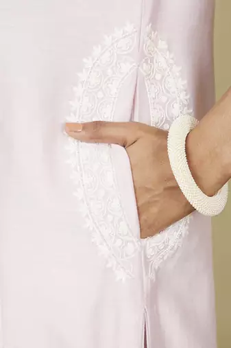 Bahareh pearl blush long kurta with palazzo set