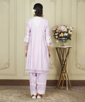 Ryhana periwinkle a-line short kurta with salwar and dupatta set 3