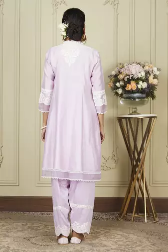 Ryhana periwinkle a-line short kurta with salwar and dupatta set