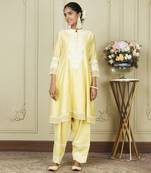 Ryhana lemon yellow a-line short kurta with salwar and dupatta set