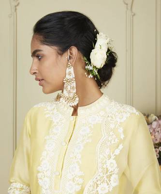 Ryhana lemon yellow a-line short kurta with salwar and dupatta set 4