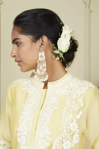 Ryhana lemon yellow a-line short kurta with salwar and dupatta set