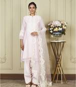 Ryhana pearl blush a-line short kurta with salwar and dupatta set